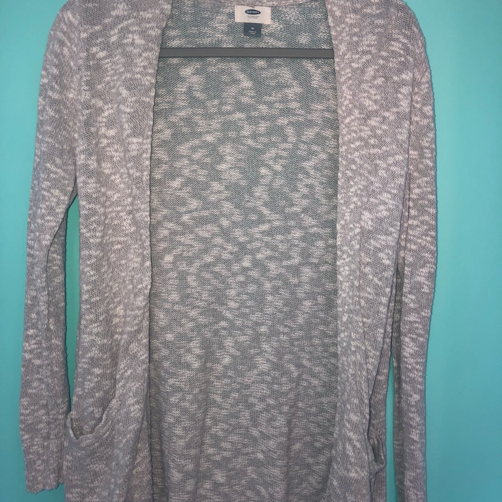 Grey/white knit cardigan